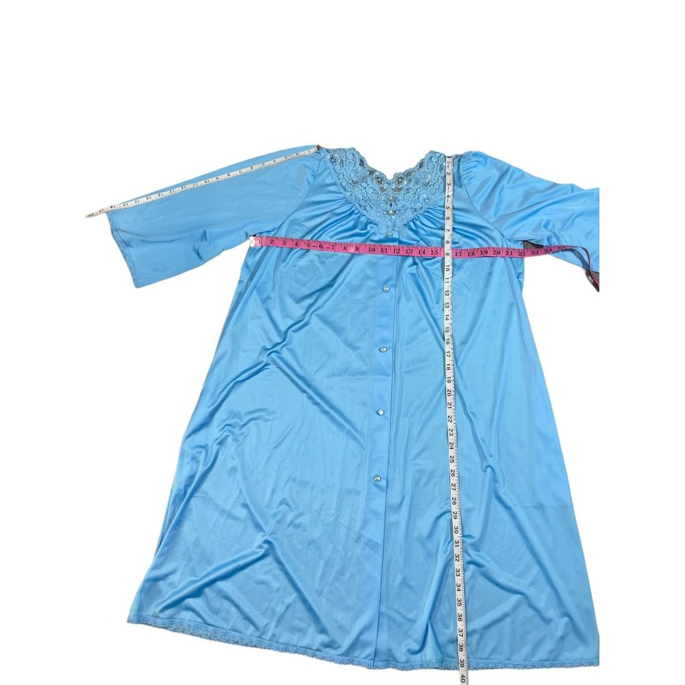 Vintage Shadowline Blue 4 pc Nylon Lace Peignoir Pajama Nightgown Set Size S - M - Picture 5 of 10
